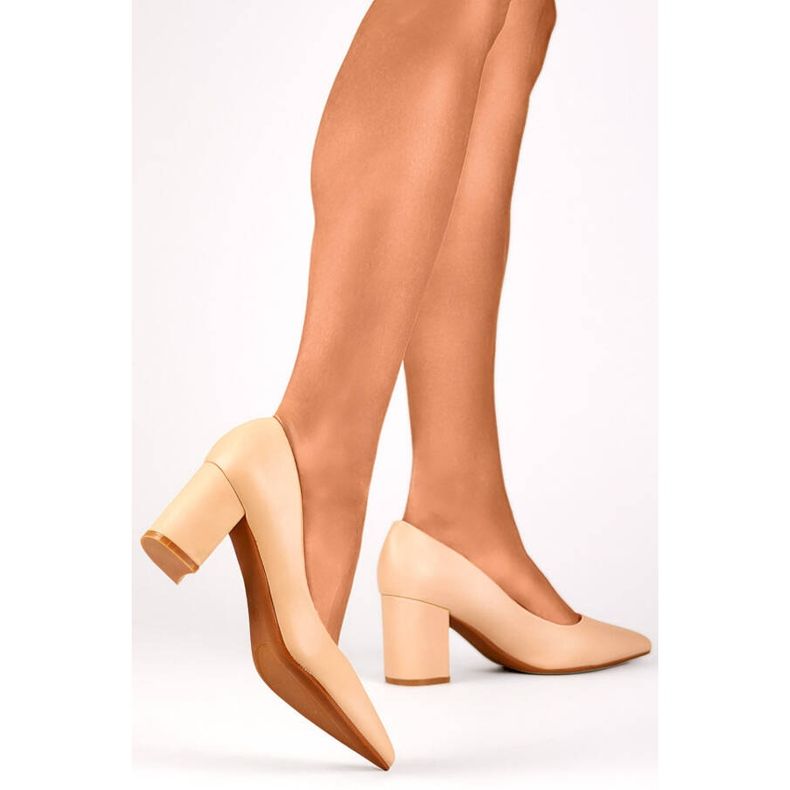 Women's pointed-heeled pumps, beige KJ-42BE 2