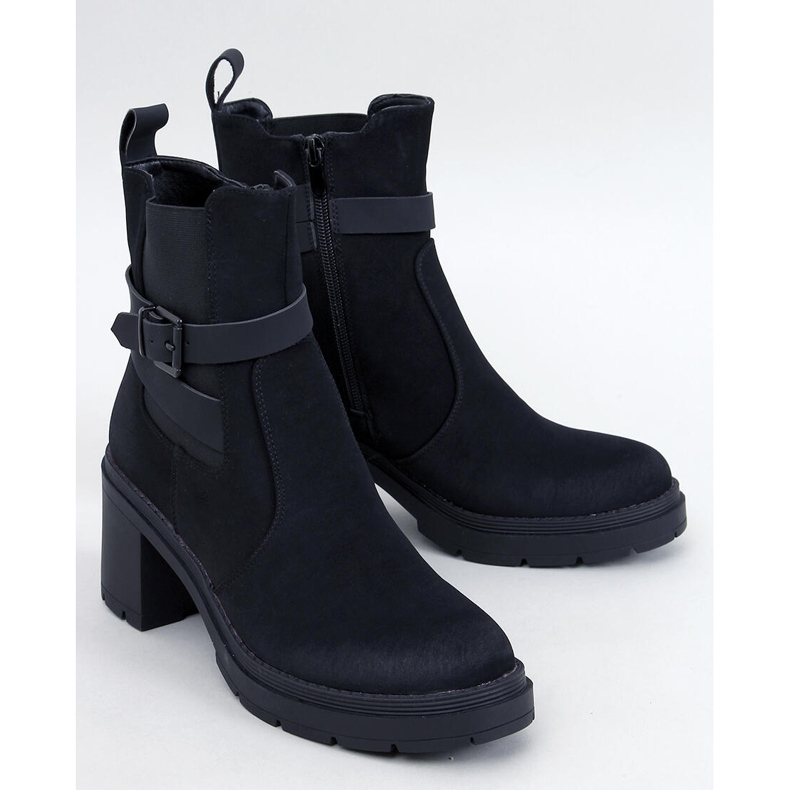 Tanish Black comfortable heel ankle boots 1