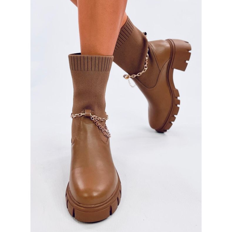 Mona Khaki sock boots beige 2