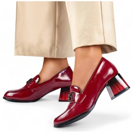 Women's low-heeled shoes, patent burgundy GD-FL478-BUR red 1