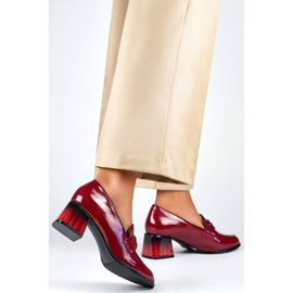 Women's low-heeled shoes, patent burgundy GD-FL478-BUR red 2