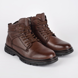 Men's brown, insulated lace-up ankle boots 1