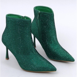 High heel ankle boots with Demish Green crystals 1