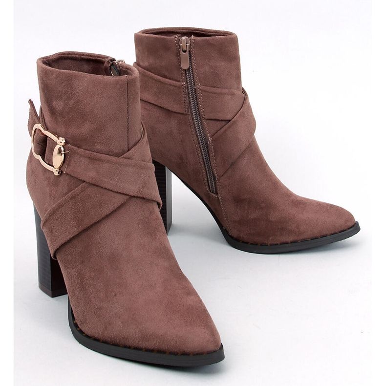 Janisa Khaki high heel ankle boots brown 1