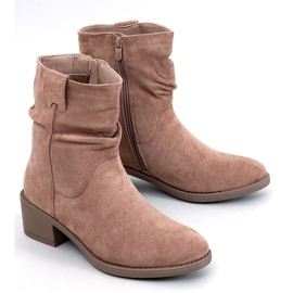 Raney Khaki Suede Low Heel Ankle Boots beige 1
