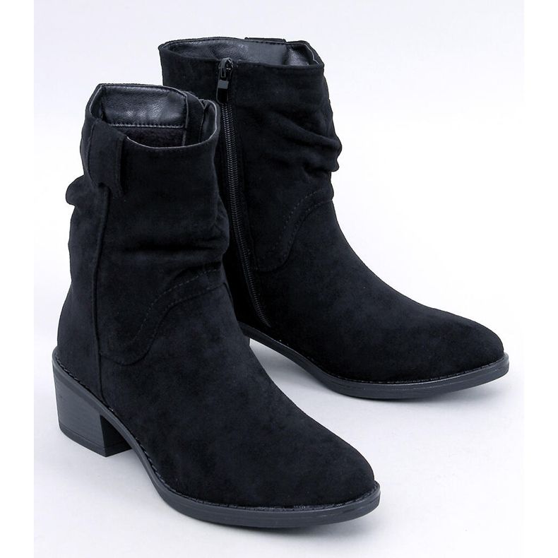Suede low heel ankle boots Raney Black 1