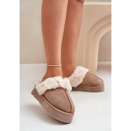 Women's Snow Boots with a Thick Sole and Fur, Dark Beige Doriola 2