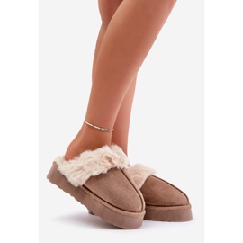 Women's Snow Boots with a Thick Sole and Fur, Dark Beige Doriola 1