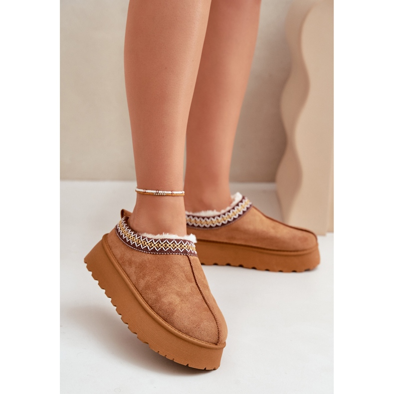 Platform Snow Boots With Embroidery Camel Tamilda brown 2