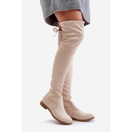 Erynn Over-the-knee flat-heeled boots made of eco-suede, beige Linnithia 1 Erynn Over-the-knee flat-heeled boots made of eco-suede, beige Linnithia 1