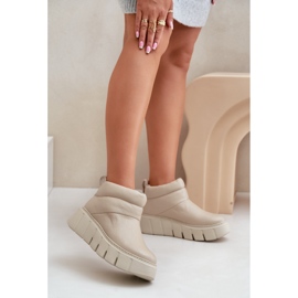 Zazoo 60470 Leather Boots Insulated with Wool on the Light Beige Platform 2