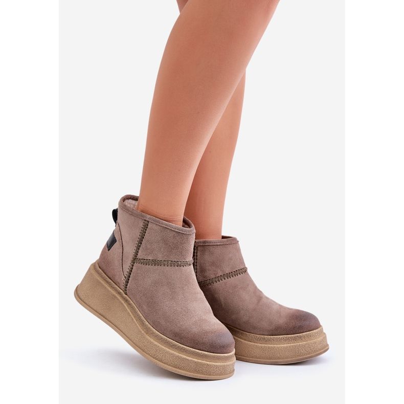 Leather Suede Snow Boots On Platform And Wedge Maciejka 06769-02 Dark Brown 1