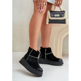 Leather Suede Snow Boots On Platform And Wedge Maciejka 06769-01 Black 2