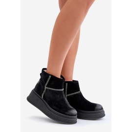 Leather Suede Snow Boots On Platform And Wedge Maciejka 06769-01 Black 1