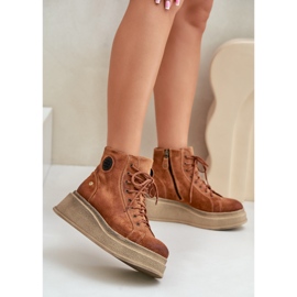 Suede Ankle Boots On A Massive Platform Maciejka 06309-29 Brown 2