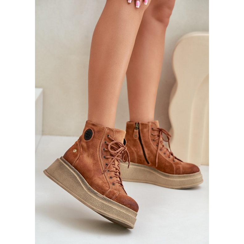 Suede Ankle Boots On A Massive Platform Maciejka 06309-29 Brown 2