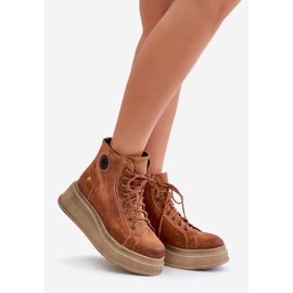Suede Ankle Boots On A Massive Platform Maciejka 06309-29 Brown 1