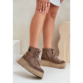 Suede Ankle Boots On A Massive Platform Maciejka 06309-02 Dark Brown 2
