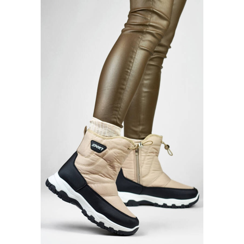 Women's snow boots with a cuff, beige 9159-4BE 2