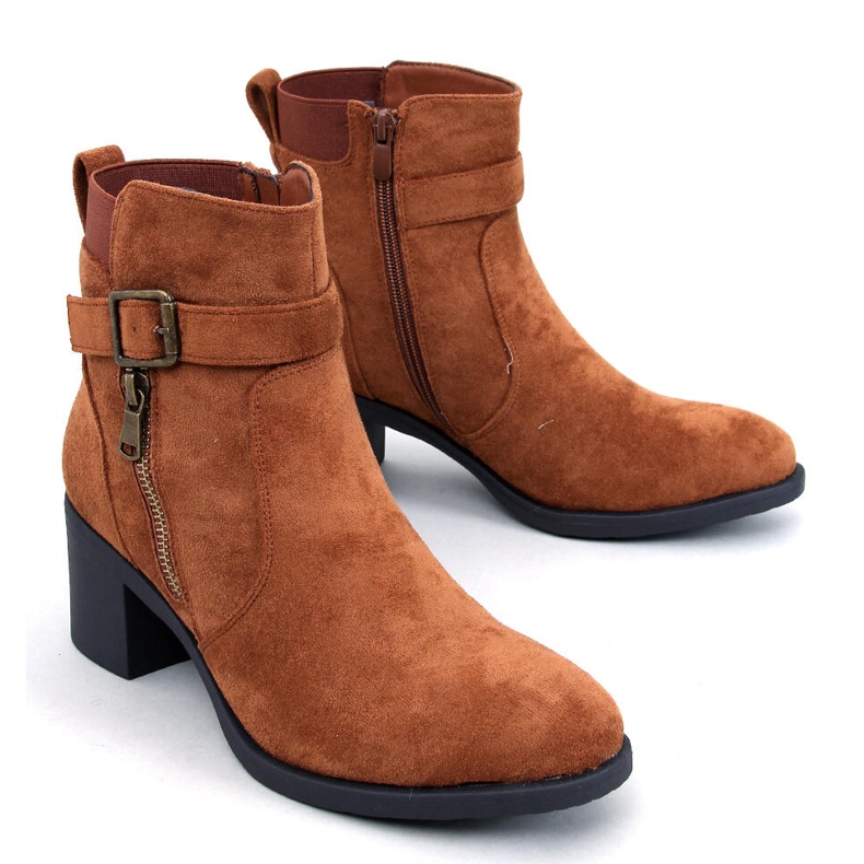 Classic high-heeled ankle boots Irving Camel brown 1