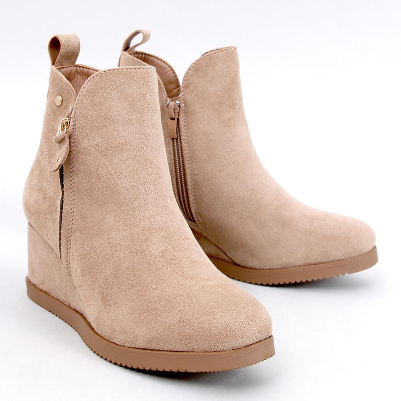 Paxten Khaki Suede Wedge Ankle Boots beige 1