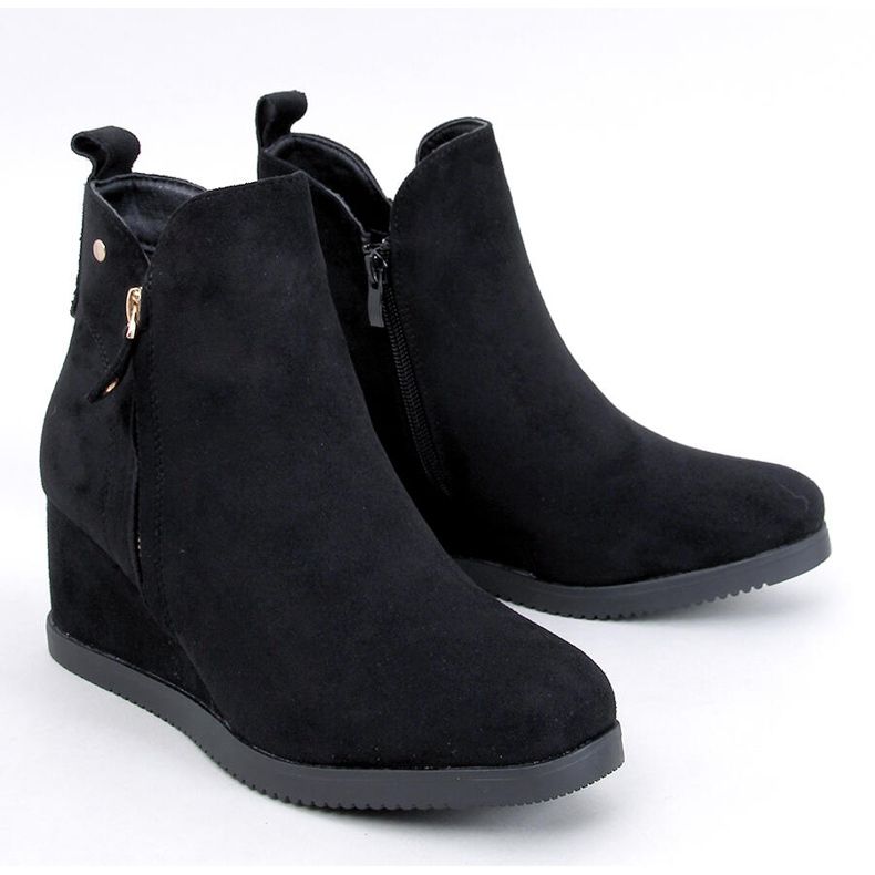 Paxten Black Suede Wedge Ankle Boots 1