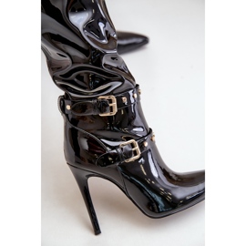 Patent High Heel Boots With Buckles Black Emiraethe 2 Patent High Heel Boots With Buckles Black Emiraethe 2