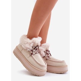 Women's Low Platform Snow Boots With Fur, Light Beige Neathren 1