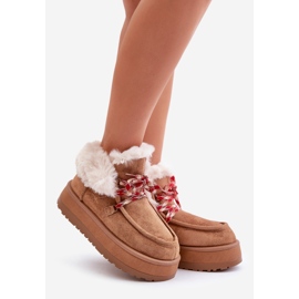 Women's Low Platform Snow Boots With Camel Neathren Fur brown 1