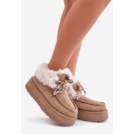 Women's Low Platform Snow Boots With Fur, Dark Beige Neathren 1