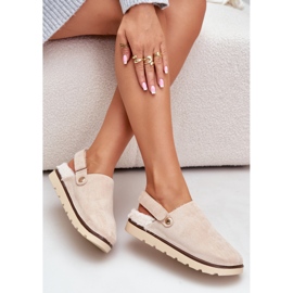 Women's Platform Slippers, Lined with Fur, Beige Sheepskin by Sanilora 6