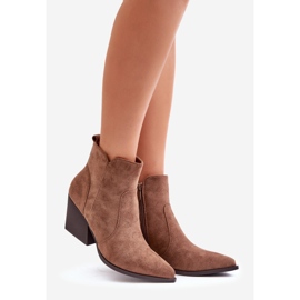 Insulated Eco Suede Cowboy Boots With Zipper, Brown Virtris 1 Insulated Eco Suede Cowboy Boots With Zipper, Brown Virtris 1