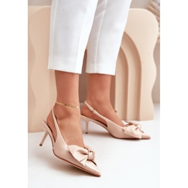 Eco Leather Beige Emirenna High Heels With Bow 2