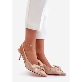 Eco Leather Beige Emirenna High Heels With Bow 1