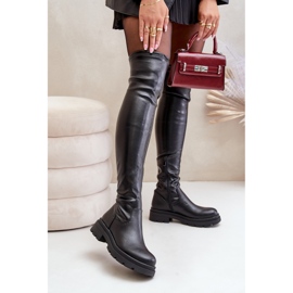 Eco Leather Over-the-Knee Boots with Flat Heels, Black Santira 2