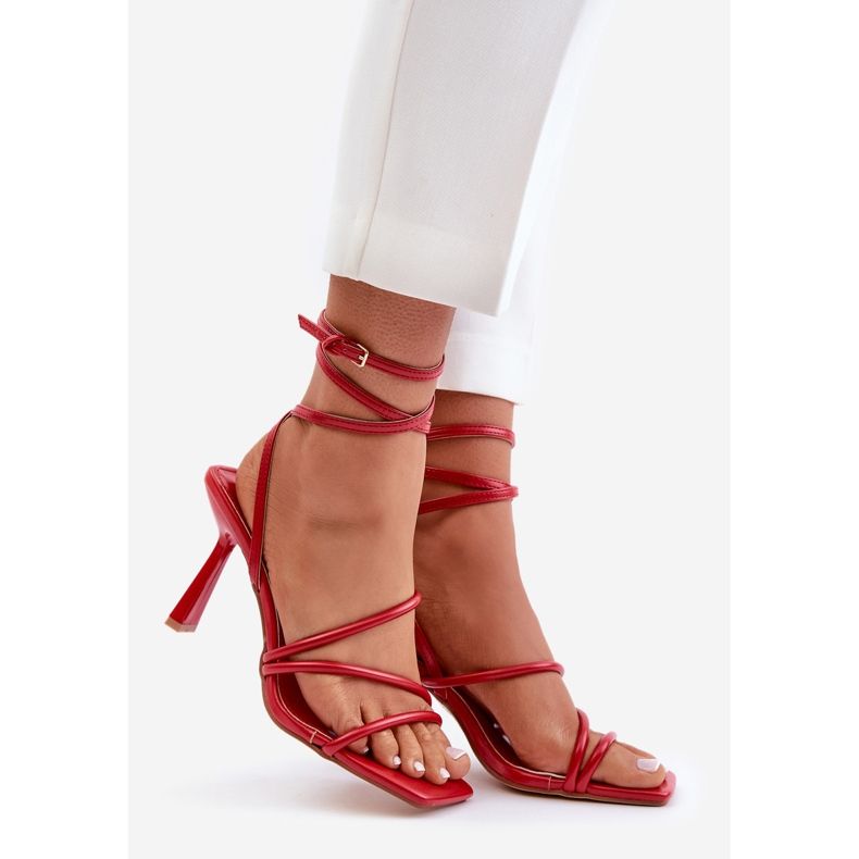 Stylish High Heel Sandals With Red Saredi Straps 1