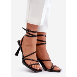 Stylish High Heel Sandals With Straps Black Saredi 1