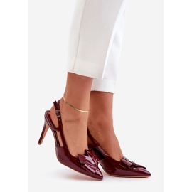 Patent stilettos with an open heel, burgundy Auroravia red 1