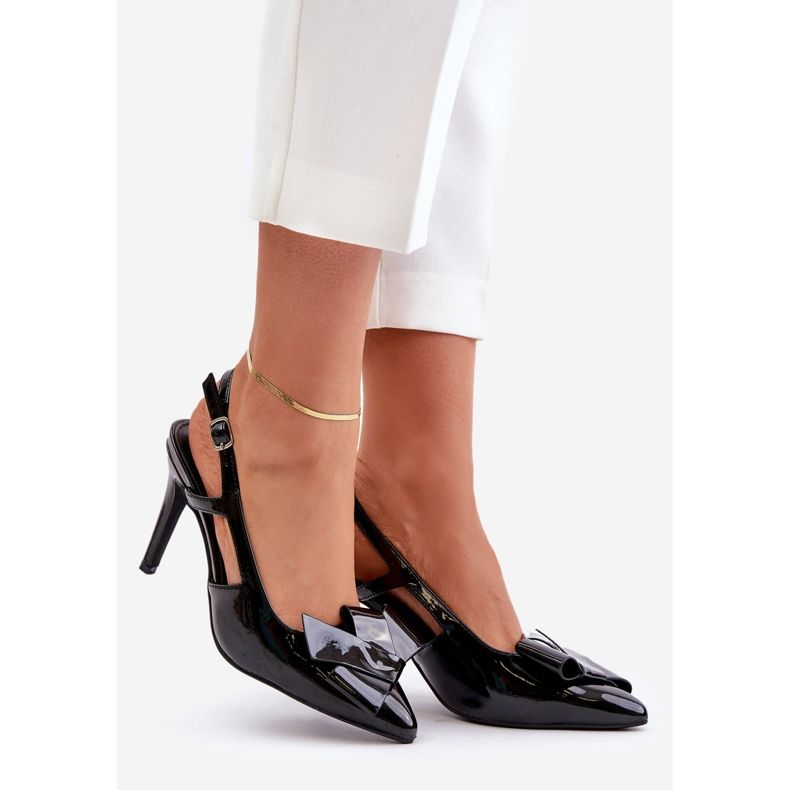 Black Auroravia Patent High Heels With Open Heel 1