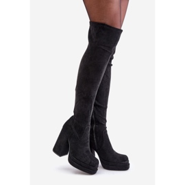 Over-the-knee boots with a high heel and platform, black Nadelian 1