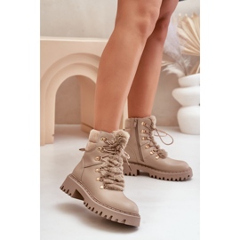 Insulated boots with a zipper made of eco-leather, Beige Willatta 2