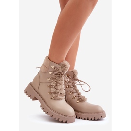 Insulated boots with a zipper made of eco-leather, Beige Willatta 1