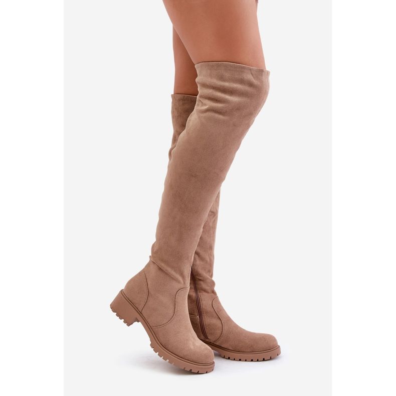 Beige Flat Over-the-Knee Boots Filora 1