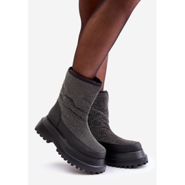 Black Avivina Decorated Snow Boots With Platform And Flat Heel 1
