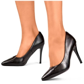 Women's high-heeled pumps, black FL59B 1