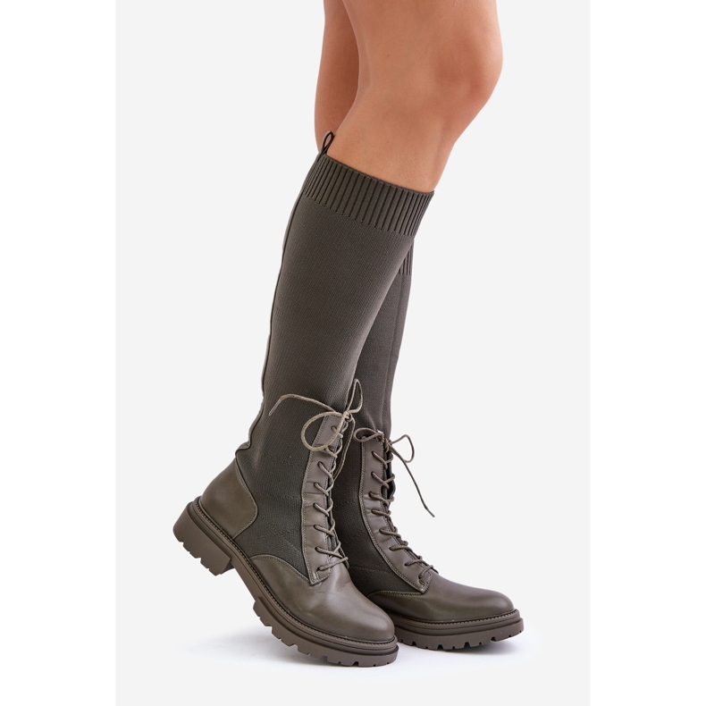 Slip-on boots with a sock upper, dark green Iranel 1 Slip-on boots with a sock upper, dark green Iranel 1