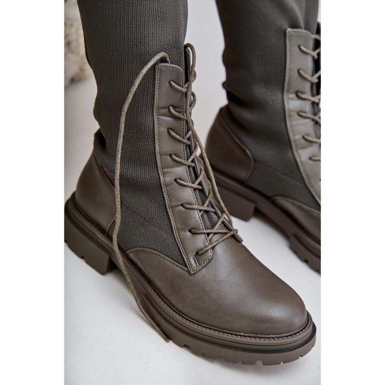 Slip-on boots with a sock upper, dark green Iranel 2 Slip-on boots with a sock upper, dark green Iranel 2