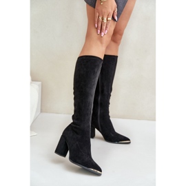 Eco Suede Boots with a block heel, Black Batirae 2