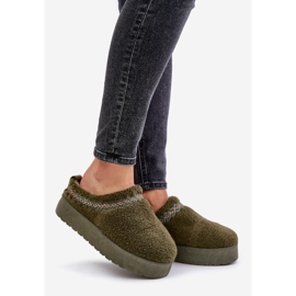 Platform snow boots with fur, sheepskin type, dark green Mesirra 1