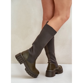 Boots with a flexible upper and a flat heel, dark green Mesidra 6